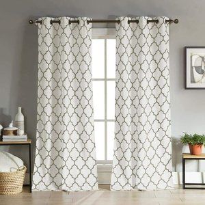 Duck River Textiles Mason Geometric Linen Textured Taupe Curtains(2) 38"x96"